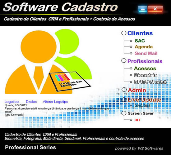 Software cadastro de clientes, profissionais CRM foto e biometria