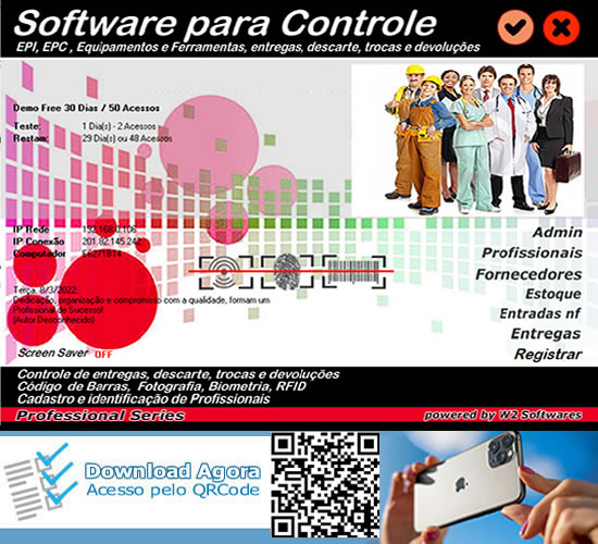 Software controle de entregas de EPI EPC com biometria